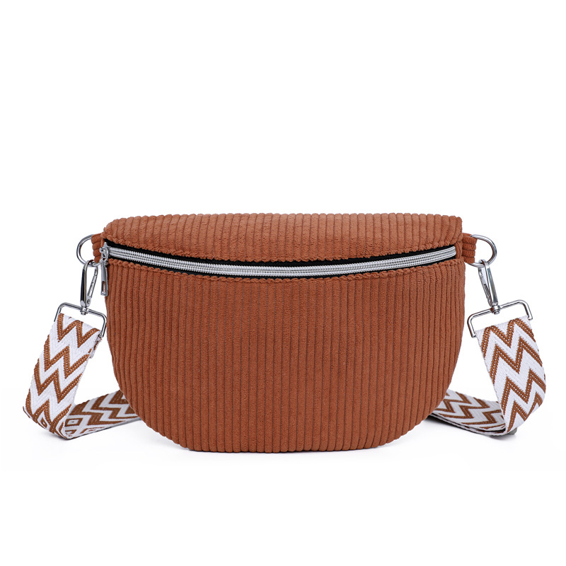 Ženska corduroy crossbody torba — urbani minimalistički stil, zatvaranje zipom, unutarnja džep za dokumente, podstava od poliestra, zimska sezona 2025
