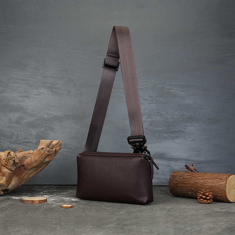 Zhuoliang Unisex kožna crossbody torba, koža prvog sloja, zatvarač, unutarnji džepovi za svakodnevnu upotrebu