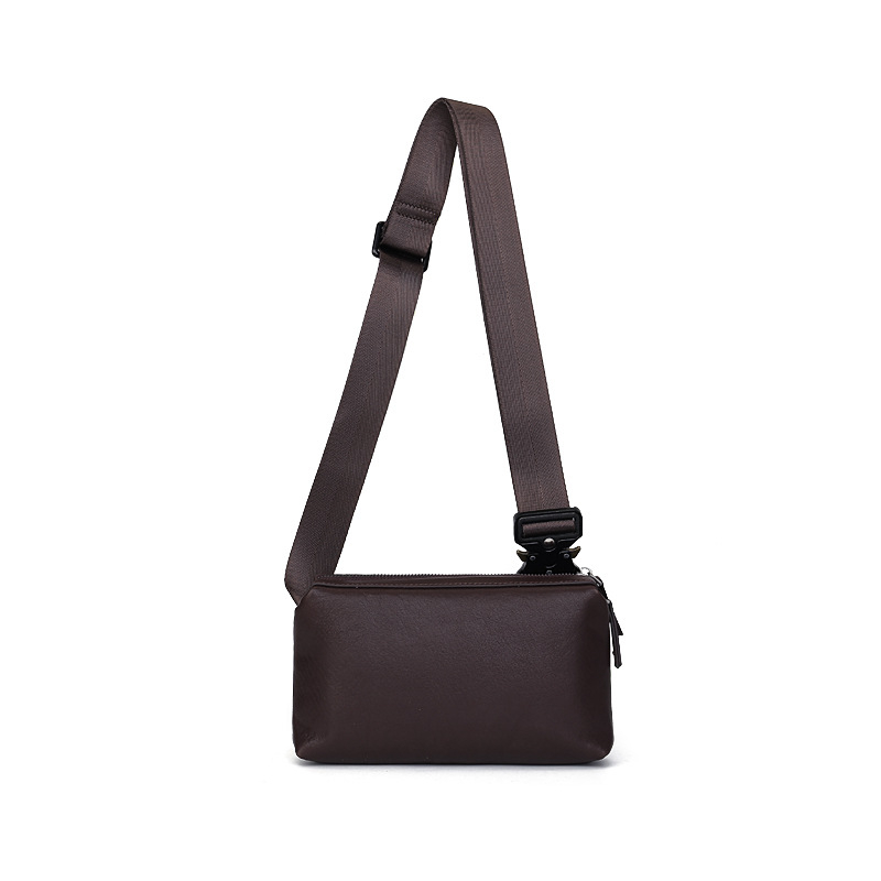 Zhuoliang Unisex kožna crossbody torba, koža prvog sloja, zatvarač, unutarnji džepovi za svakodnevnu upotrebu