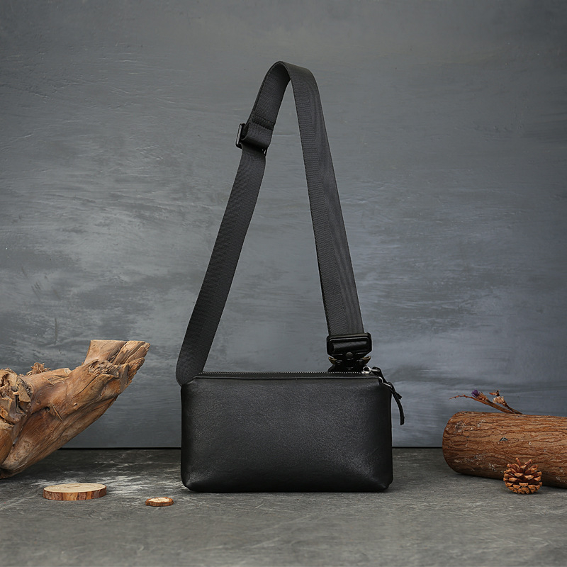 Zhuoliang Unisex kožna crossbody torba, koža prvog sloja, zatvarač, unutarnji džepovi za svakodnevnu upotrebu
