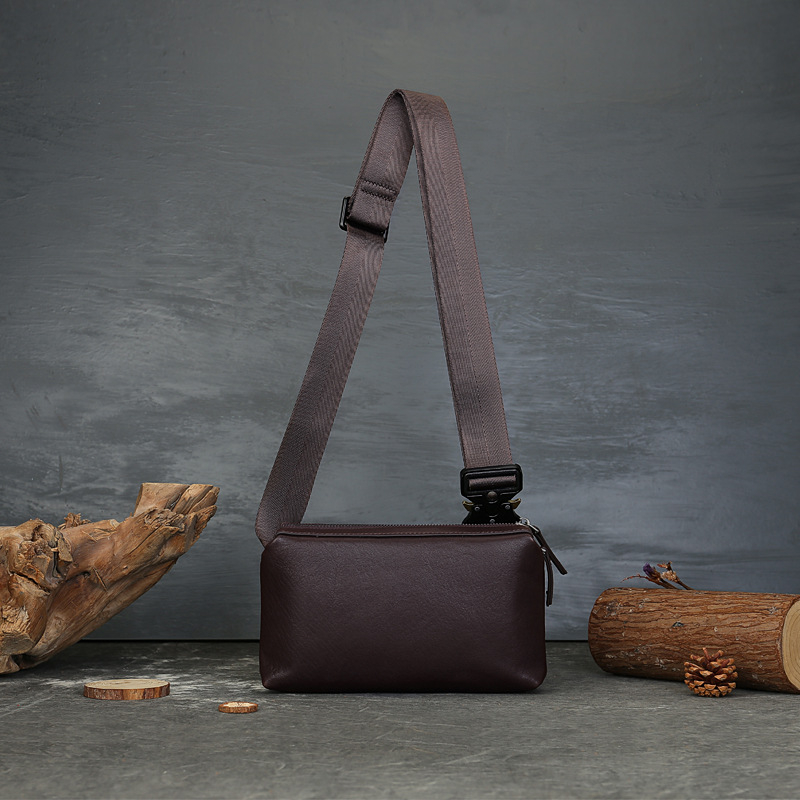 Zhuoliang Unisex kožna crossbody torba, koža prvog sloja, zatvarač, unutarnji džepovi za svakodnevnu upotrebu