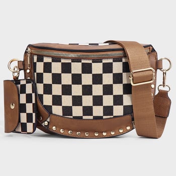 Geantă de umăr din pânză crossbody cu buzunar pentru căști, formă ovală, fermoar, fără căptușeală, buzunar intern, curea unică, primăvara 2025.