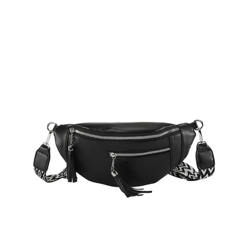 Női övtáska/keresztpántos táska bojt díszítéssel és széles vállpánttal | PU anyag, Street trend stílus, 2024 tavasz, Cipzár, Poliészter bélés