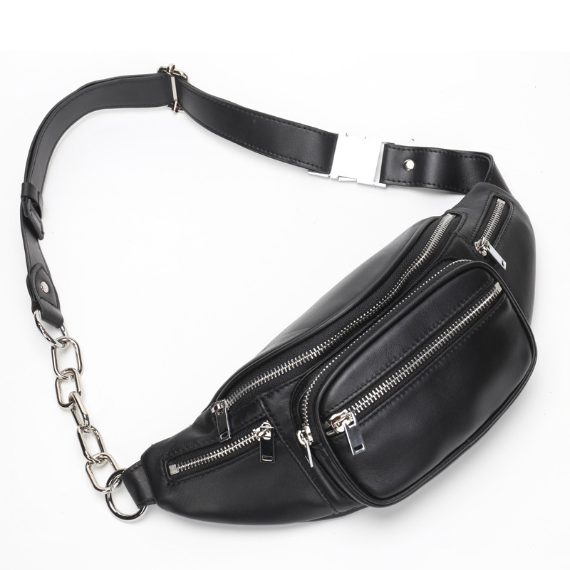 Ženska kožna torbica za pojas s lancem – svestrana crossbody torbica