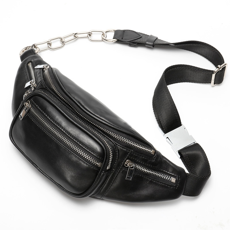 Ženska kožna torbica za pojas s lancem – svestrana crossbody torbica