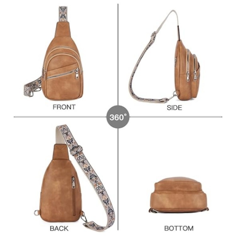 Ženska PU kožna crossbody torba, gradski minimalistički stil, zatvaranje zipom, 3D silueta, unutarnji džepovi sa zipom i džep za mobitel, proljeće 2025