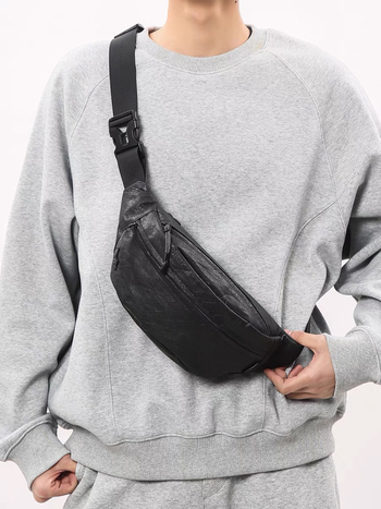 Muška torbica za prsa u street fashion stilu, Dupont papir materijal, zip zatvarač, džep za mobitel, 3D vanjska torba, Wenyan