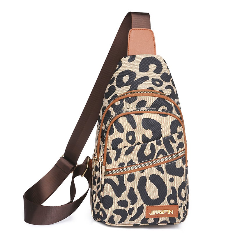 PU crossbody torbica s leopard uzorkom i zatvaračem, strukturiran dizajn, unutarnja pretinica sa zipom, poliester podstava
