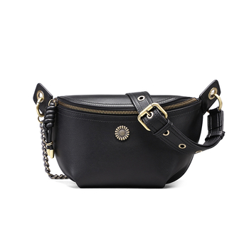 Valódi bőr crossbody táska, street-stílus, 2025 ősz, cipzáros záródás, belső cipzáros zseb