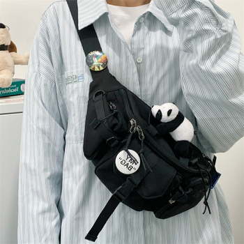 Geantă pentru torace, crossbody și talie — stil street, nylon, căptușeală poliester, fermoar, husă cu capac