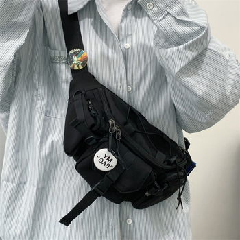 Geantă pentru torace, crossbody și talie — stil street, nylon, căptușeală poliester, fermoar, husă cu capac