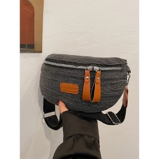 Platnena crossbody torba s zatvaračem, poliester podstava, džep za telefon, vanjski dio s poklopcem