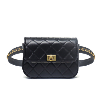 Borsetă din piele naturală, stratul întâi, model pătrat diamantat, curea lată