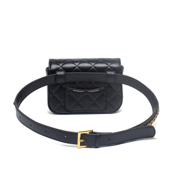 Borsetă din piele naturală, stratul întâi, model pătrat diamantat, curea lată