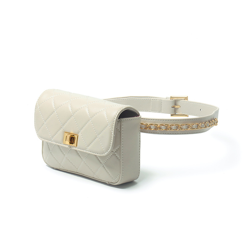 Borsetă din piele naturală, stratul întâi, model pătrat diamantat, curea lată