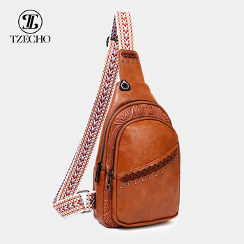 Patchwork PU Crossbody torba s kopčom na zip, unutarnja džep na zip i džep za ID, marka TIANZI, jesen 2024