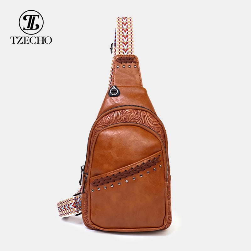 Patchwork PU Crossbody torba s kopčom na zip, unutarnja džep na zip i džep za ID, marka TIANZI, jesen 2024
