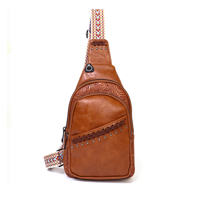 Patchwork PU Crossbody torba s kopčom na zip, unutarnja džep na zip i džep za ID, marka TIANZI, jesen 2024