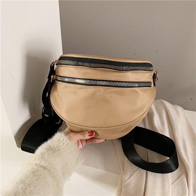 Nylon Crossbody torba za žene – dvostruki zatvarač, trodimenzionalan vanjski dizajn, unutarnje pretince za telefon, ID i kartice, proljeće 2023