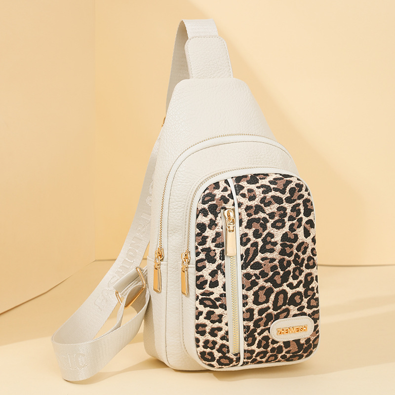 PU crossbody torba s leopard printom, zatvaračem, pretincima za telefon i osobnu iskaznicu