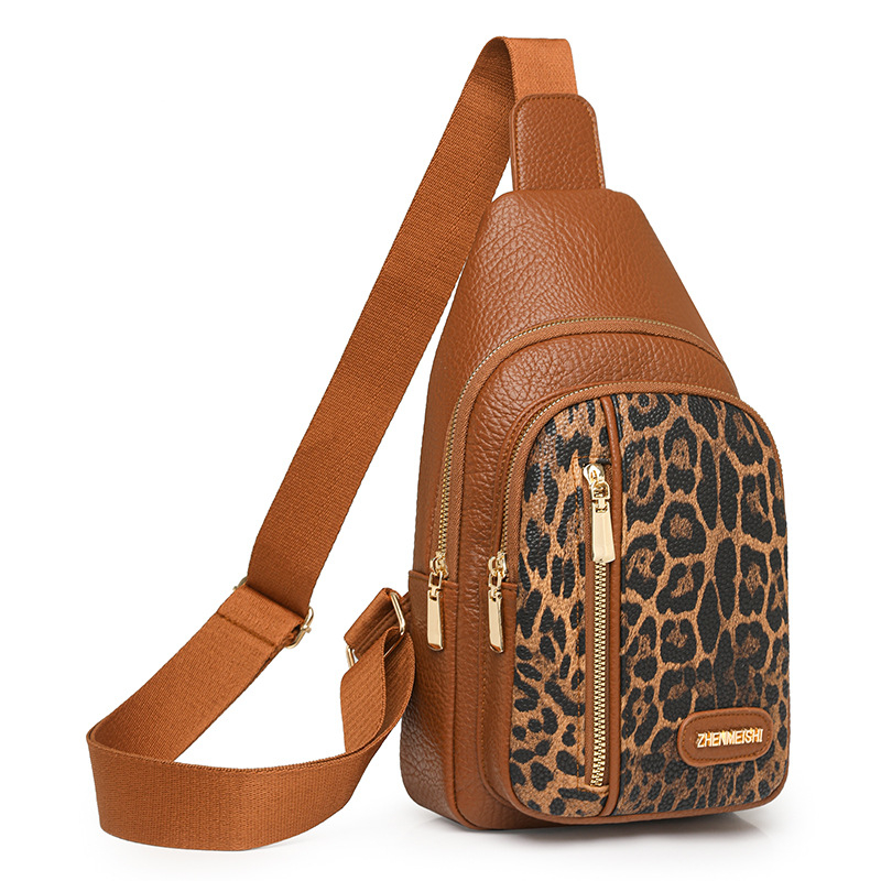 PU crossbody torba s leopard printom, zatvaračem, pretincima za telefon i osobnu iskaznicu