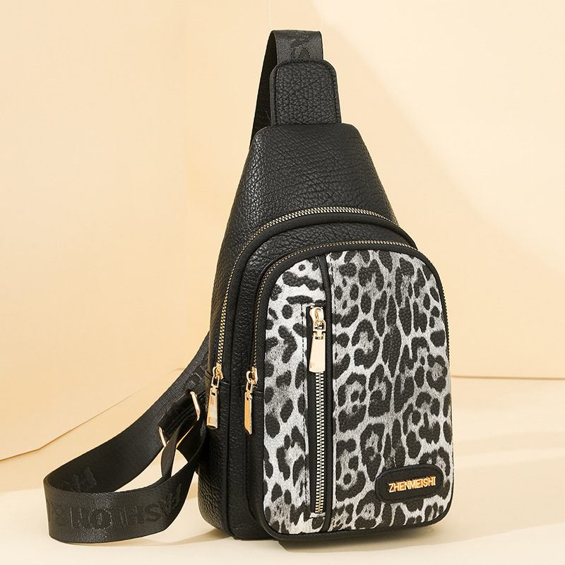 PU crossbody torba s leopard printom, zatvaračem, pretincima za telefon i osobnu iskaznicu