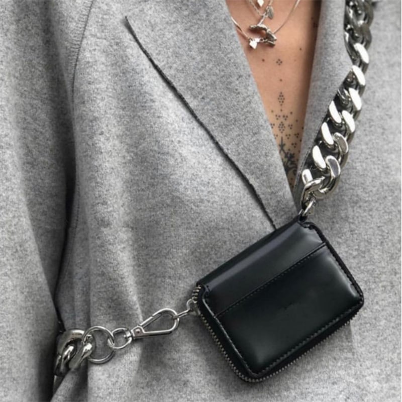 Ženska crossbody torba s debelim lancem, PU koža, mini novčanik