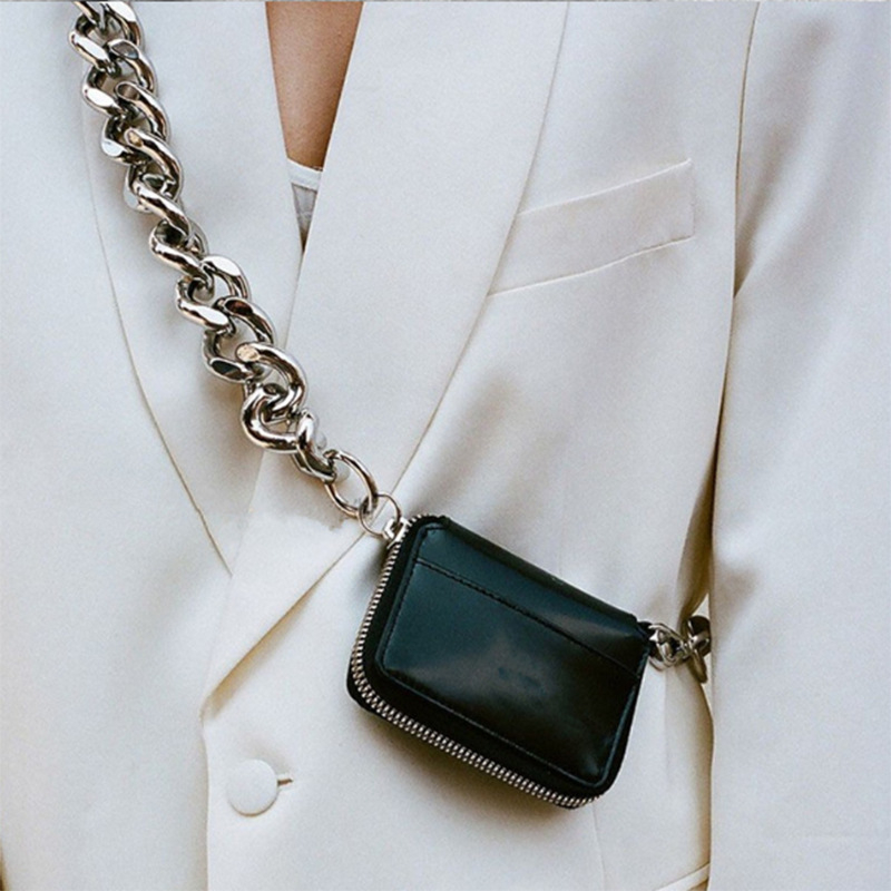 Ženska crossbody torba s debelim lancem, PU koža, mini novčanik