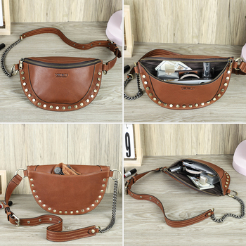 Black Angel ženska kožna crossbody torba za pojas, street trend stil, prava koža, unutarnji džep sa zatvaračem i džep za mobitel