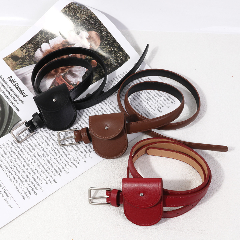 Ženska torbica za pojas - korejski stil, retro dizajn, uski pojas (<2 cm), dvostruka upotreba za ključeve/telefon, PU koža, zatvaranje na gumb, originalni dizajn