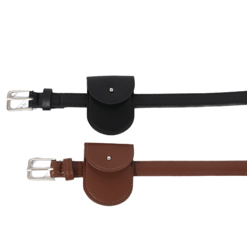 Ženska torbica za pojas - korejski stil, retro dizajn, uski pojas (<2 cm), dvostruka upotreba za ključeve/telefon, PU koža, zatvaranje na gumb, originalni dizajn