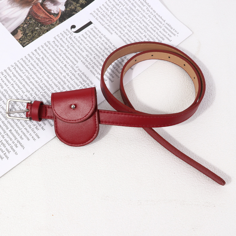 Ženska torbica za pojas - korejski stil, retro dizajn, uski pojas (<2 cm), dvostruka upotreba za ključeve/telefon, PU koža, zatvaranje na gumb, originalni dizajn