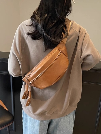 Gubaba PU kožna crossbody torba, unisex, urbani minimalistički stil, zatvaranje na zip, unutarnja džep s zatvaračem