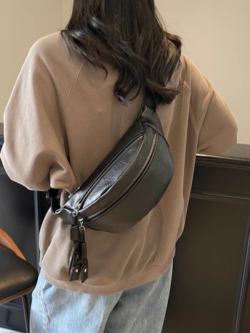 Gubaba PU kožna crossbody torba, unisex, urbani minimalistički stil, zatvaranje na zip, unutarnja džep s zatvaračem