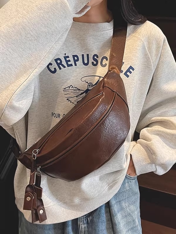 Gubaba PU kožna crossbody torba, unisex, urbani minimalistički stil, zatvaranje na zip, unutarnja džep s zatvaračem