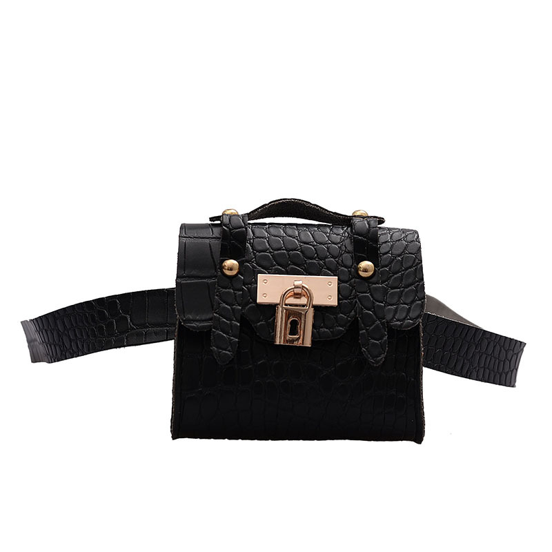 Ženska pojas torbica s uzorkom krokodila od PU kože, mini lančani ukras, crossbody mala torba (Materijal: PU; Podstava: sintetička koža; Otvaranje: magnetska kopča; Vanjski tip: torba s poklopcem)