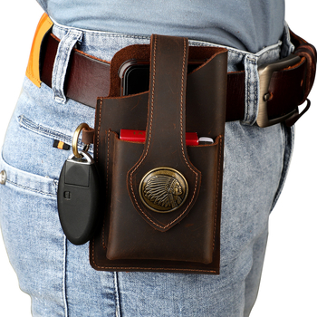 MaDonNo Muška torba za struk, Model 6101 — Prava koža, Prvi sloj teleće kože, Vodootporna