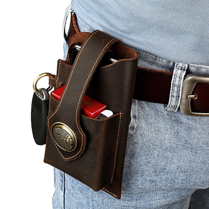 MaDonNo Muška torba za struk, Model 6101 — Prava koža, Prvi sloj teleće kože, Vodootporna