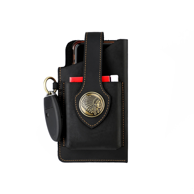 MaDonNo Muška torba za struk, Model 6101 — Prava koža, Prvi sloj teleće kože, Vodootporna