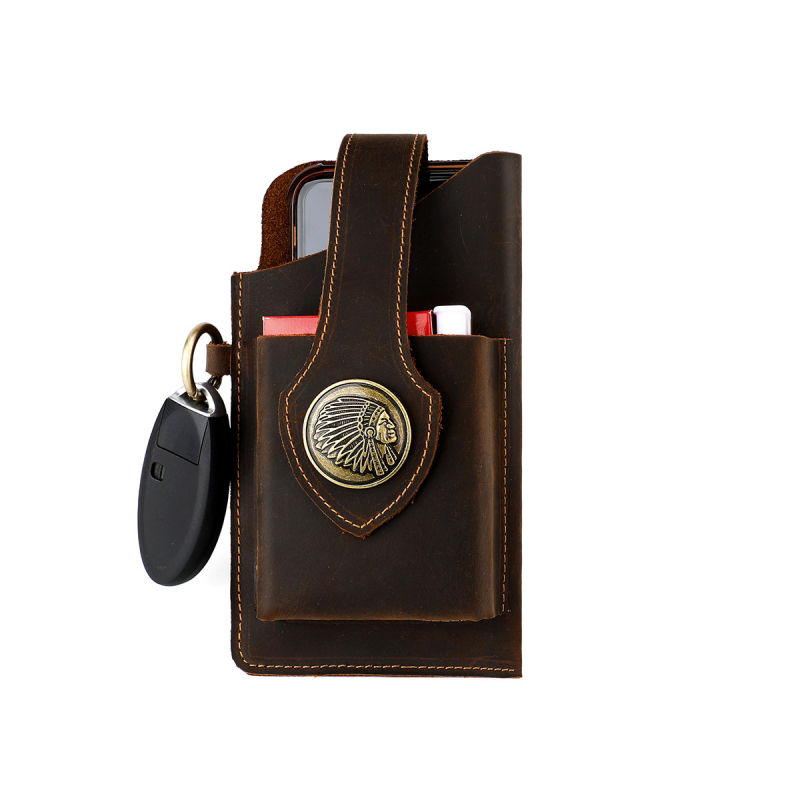 MaDonNo Muška torba za struk, Model 6101 — Prava koža, Prvi sloj teleće kože, Vodootporna