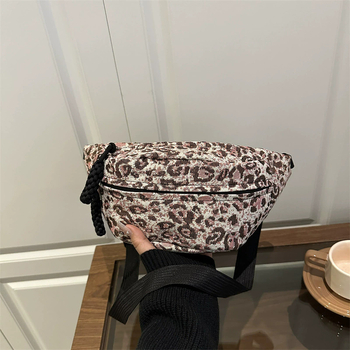Ženska leopard print crossbody torba – gradski stil jednostavnosti (Materijal: najlon; Otvaranje: zip; Džep za telefon; Unutarnji džep)