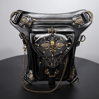 Kros torba s motivom lubanje u steampunk lokomotiva stilu; PU materijal; verticalni kvadratni oblik; zatvarač; unutarnji džepovi: džep sa zatvaračem i džep za mobitel