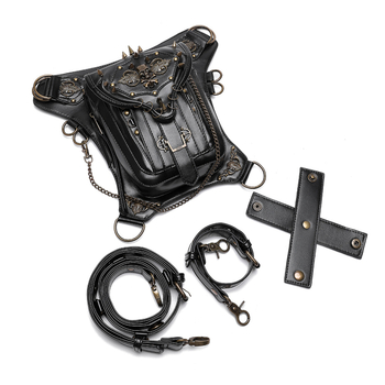 Kros torba s motivom lubanje u steampunk lokomotiva stilu; PU materijal; verticalni kvadratni oblik; zatvarač; unutarnji džepovi: džep sa zatvaračem i džep za mobitel
