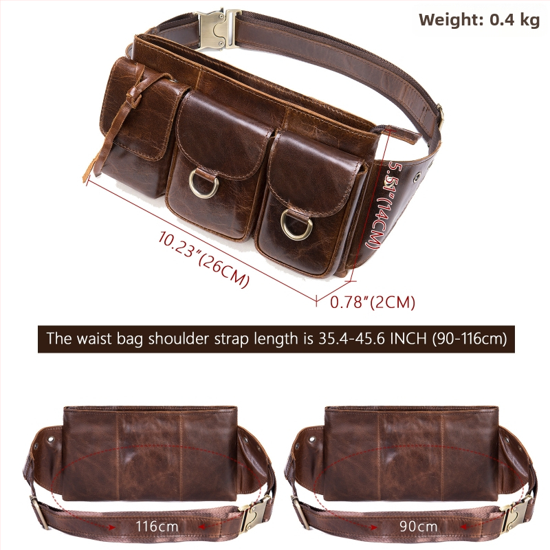 Férfi övtáska valódi bőrből, első osztályú marhabőrből, vízálló, kopásálló, bővíthető, modell 8952