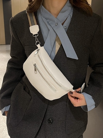 PU kožna crossbody torba sa zatvaračem, mekana površina, poliester podstava, džep za telefon, unutarnji patch džep, proljeće 2025
