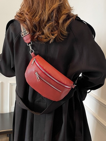 PU kožna crossbody torba sa zatvaračem, mekana površina, poliester podstava, džep za telefon, unutarnji patch džep, proljeće 2025