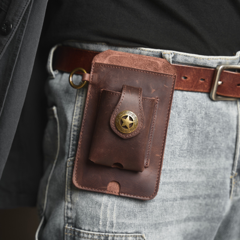 Férfi derék táska telefonhoz (Anyag: valódi bőr; Bőr típusa: első réteg; Funkció: kopásálló; Belső: marhabőr)