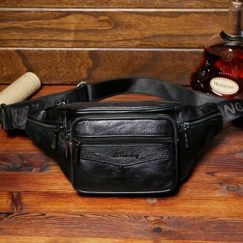 Torba za struk od prave kože, unisex, velika kapaciteta, pretinci za telefon i novčanik, vodootporna i otporna na habanje, za vanjske sportove