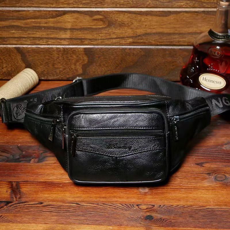 Torba za struk od prave kože, unisex, velika kapaciteta, pretinci za telefon i novčanik, vodootporna i otporna na habanje, za vanjske sportove