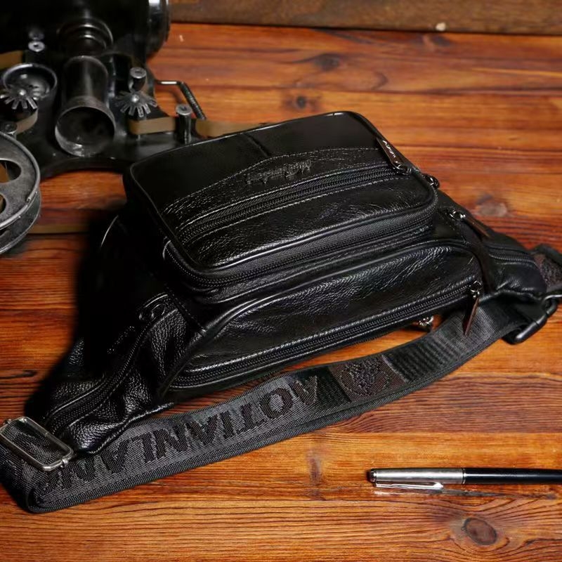 Torba za struk od prave kože, unisex, velika kapaciteta, pretinci za telefon i novčanik, vodootporna i otporna na habanje, za vanjske sportove